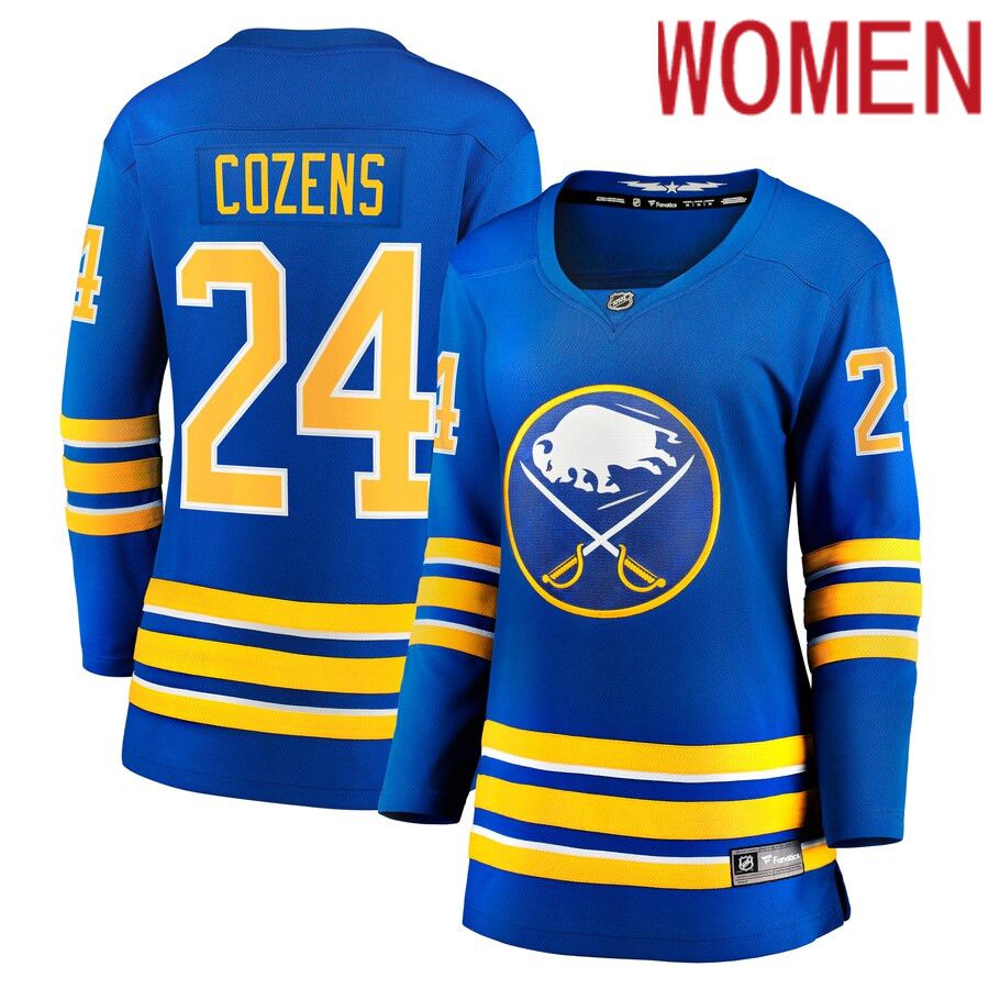 Women Buffalo Sabres #24 Dylan Cozens Fanatics Branded Royal Home Breakaway Player NHL Jersey->women nhl jersey->Women Jersey